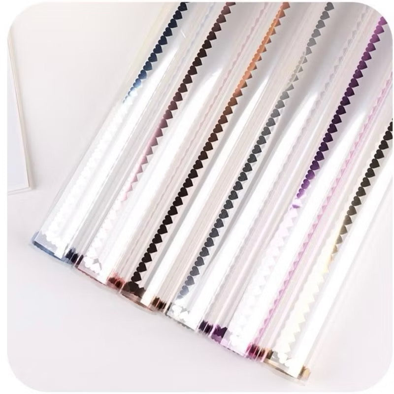 20pcs Heart Transparent Colored Lining Wrappers Bouquet Wrapping Material (Waterproof)